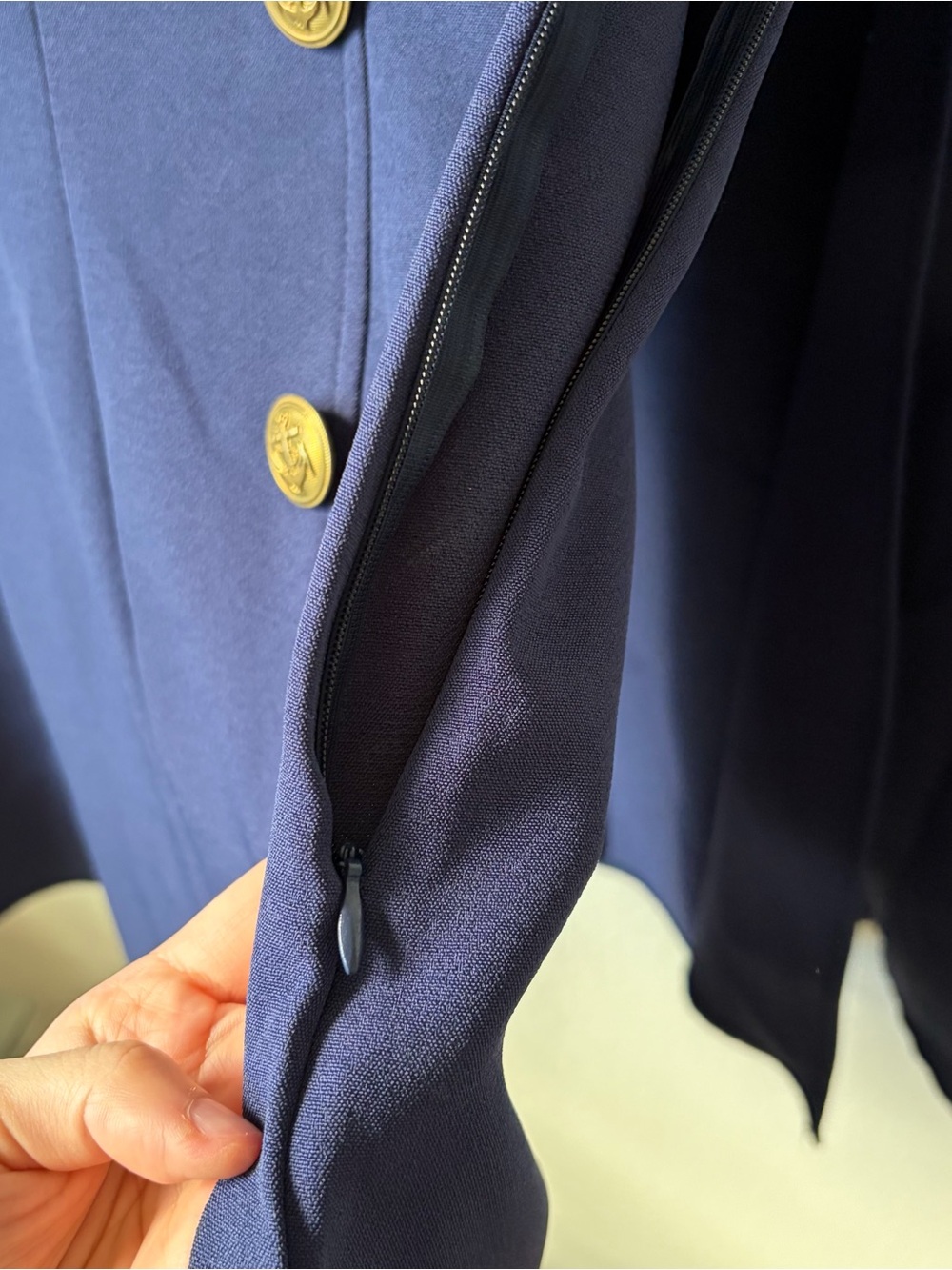 Modcloth Cape Navy Blue Nautical Bodycon Mini Dress Gold Buttons Rare London - Picture 10 of 10